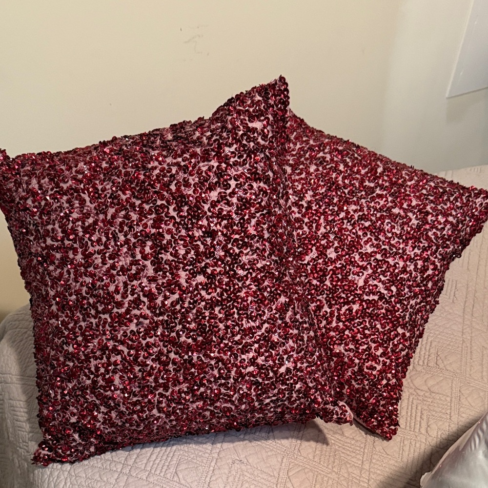 Burgundy Sequin Throw Pillows